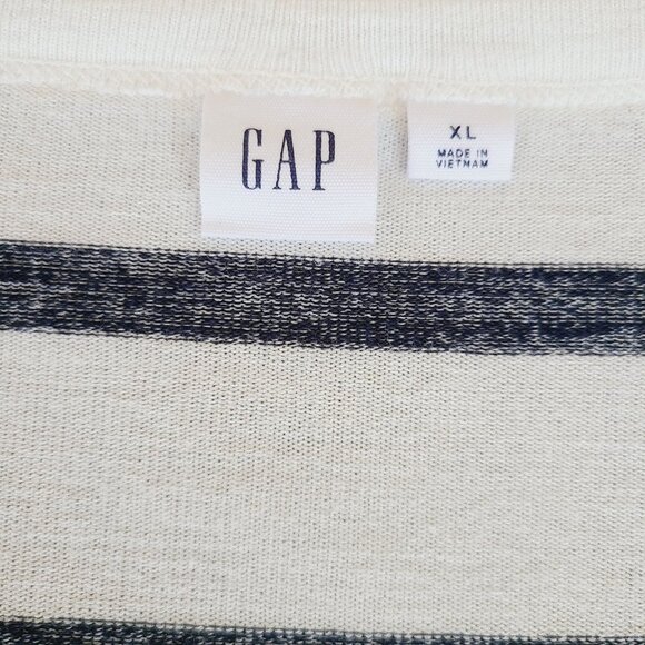 Gap Womens Striped Short Sleeve V-Neck Knit Top XL White & Navy Light Knit - Picture 3 of 10